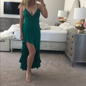 high low green dress